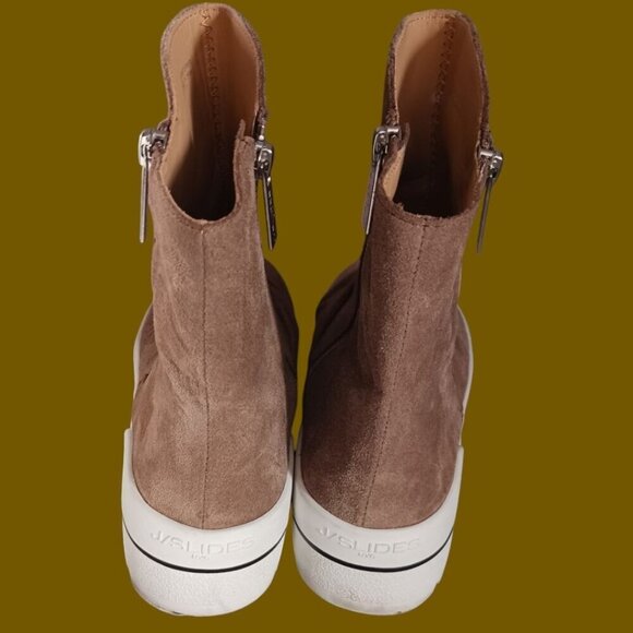 J/Slides NYC Suede Leather Upper Platform Ankle Boots Size 7 tan color - Picture 12 of 13